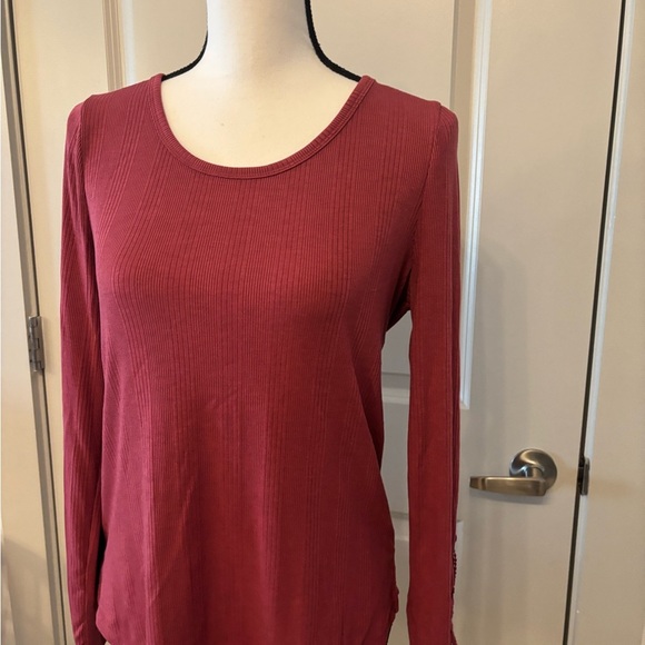 Pink Rose pink ribbed soft basic long sleeve shirt detailed sleeve size L - Picture 6 of 8